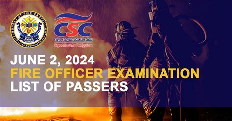 FOE RESULTS: June 2024 Fire Officer Exam List of Passers, All .